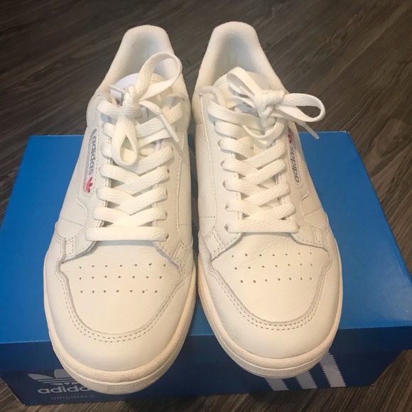 adidas originals continental 80's sneakers in off white and red